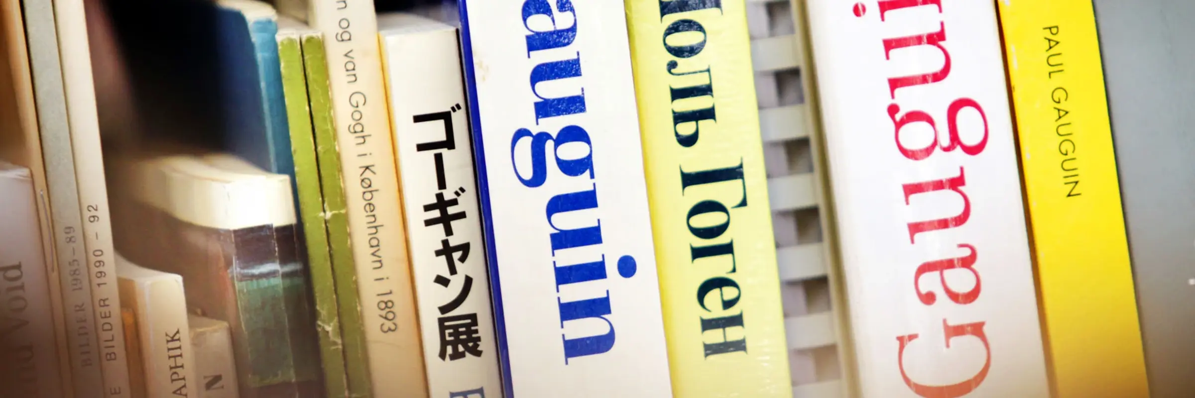 Buchrücken mehrerer Bücher in einem Schrank