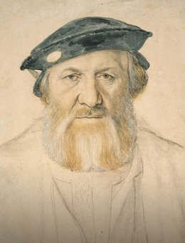 Hans Holbein, Bildnis des Charles de Solier, Sieur de Morette, 1534/1535 Portrait eines Mannes mit Hut und Vollbart