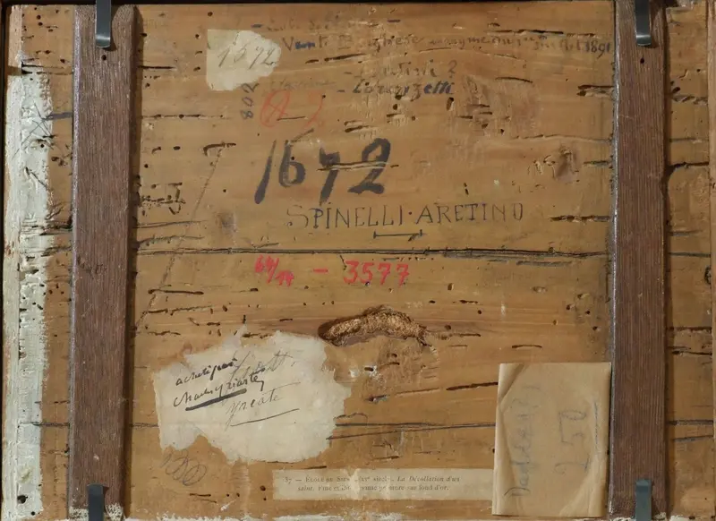 Hölzerne Rückseite eines Gemäldes