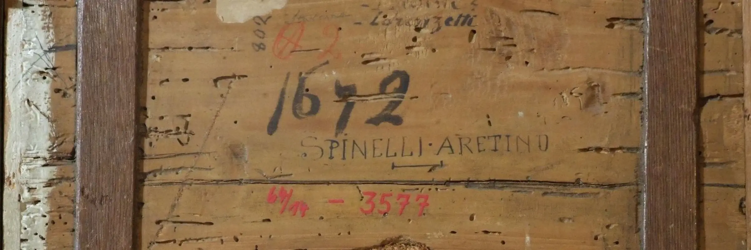 Hölzerne Rückseite eines Gemäldes